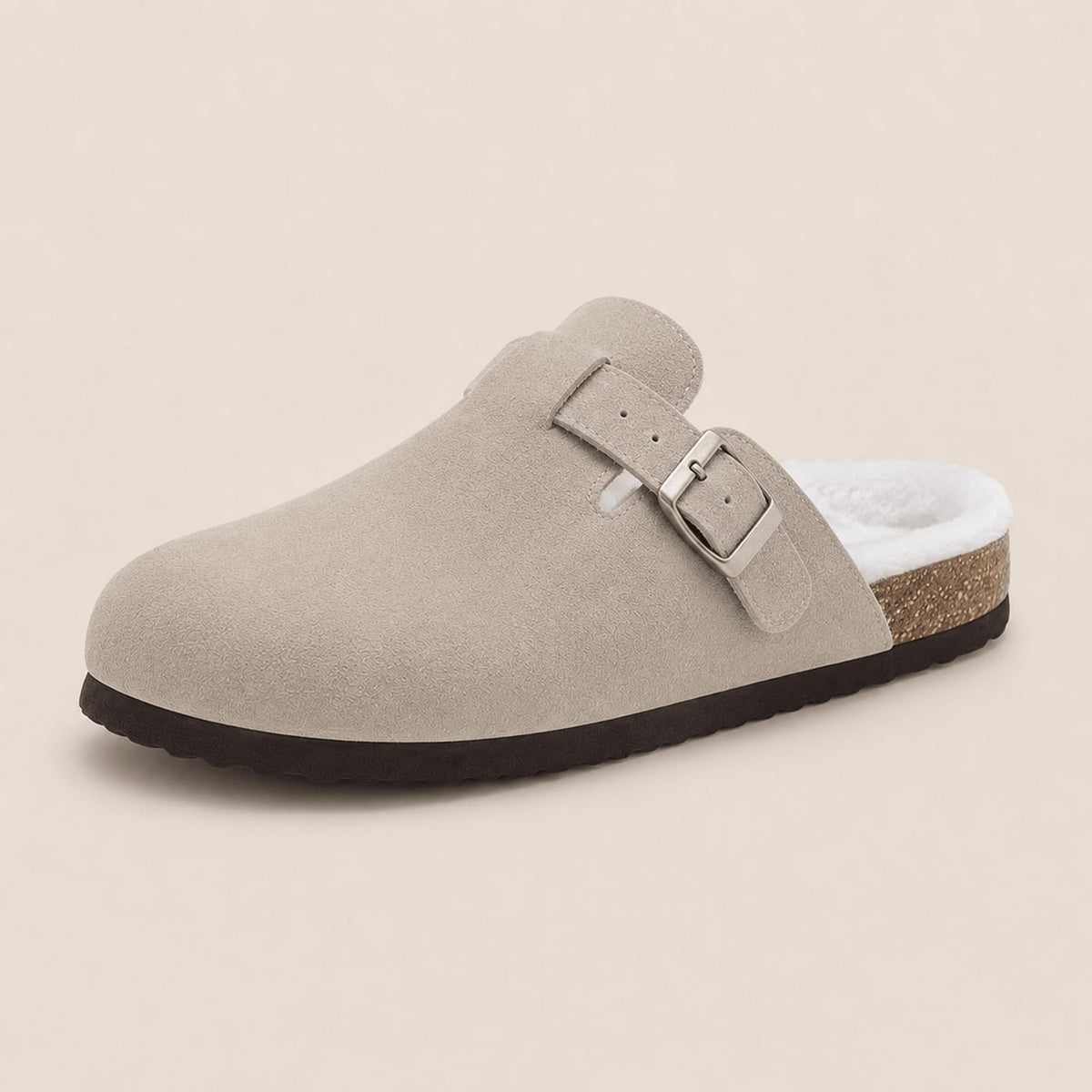 Fur-lined Suede Clogs by Qomfort