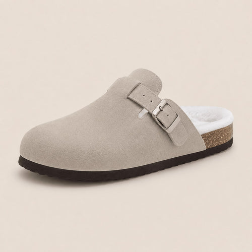 Fur-lined Suede Clogs by Qomfort