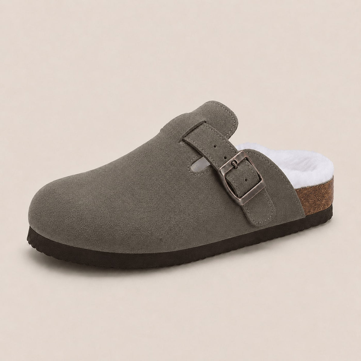 Fur-lined Suede Clogs by Qomfort