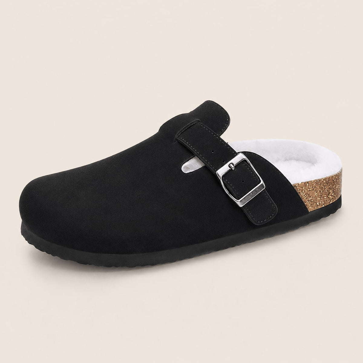 Fur-lined Suede Clogs by Qomfort