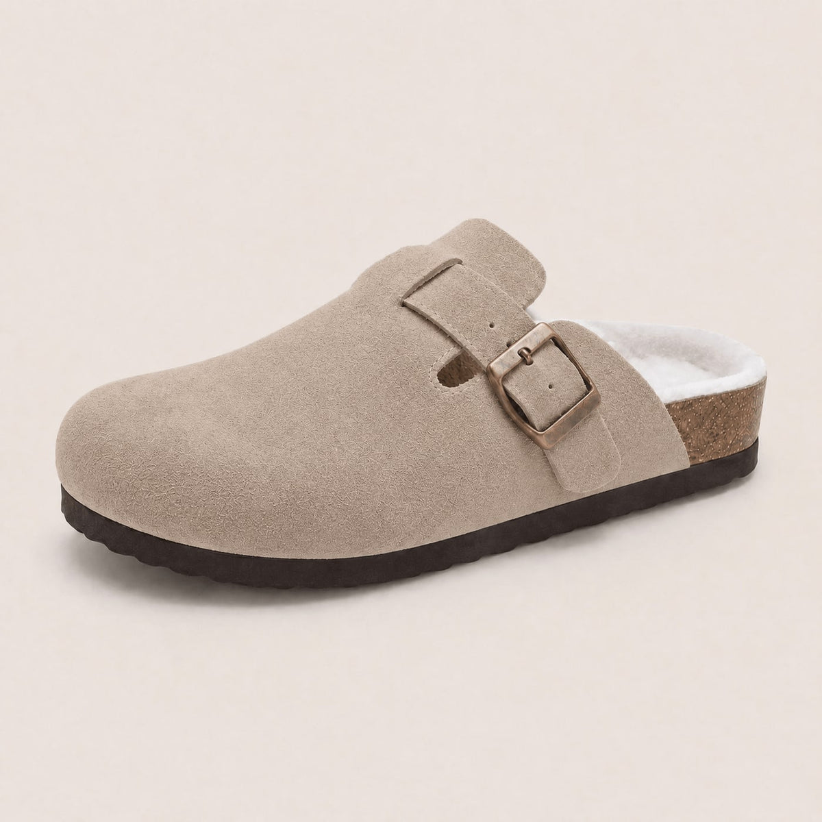 Fur-lined Suede Clogs by Qomfort